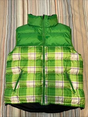 Jordan Craig Reversible Hooded Black/ Green Plaid Puffer Vest